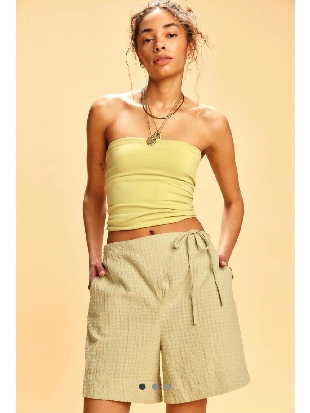 NWOT Free People Pucker Check Wrap Shorts